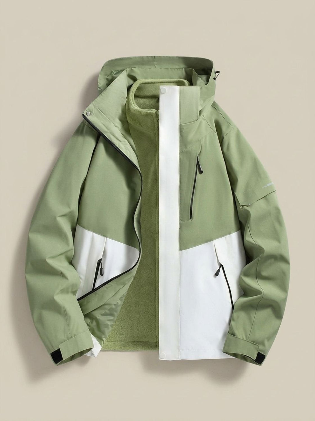 Women's Waterproof Hooded 3-in-1 Winter Jacket Fleece-Lined - Green