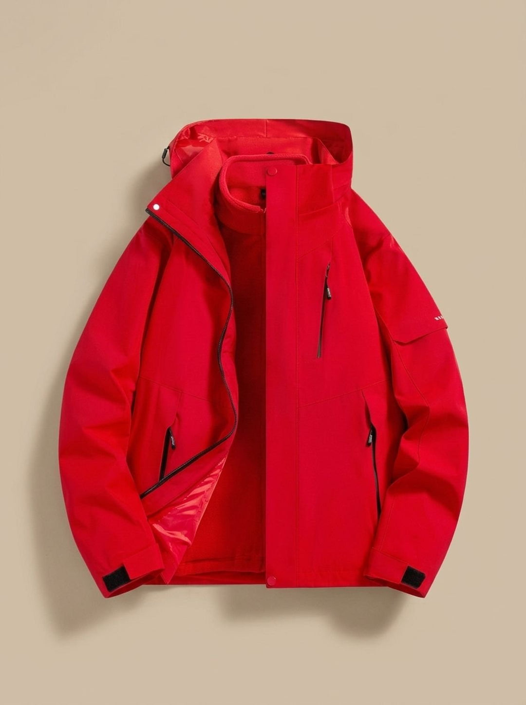 Women's Waterproof Hooded 3-in-1 Winter Jacket Fleece-Lined - Red