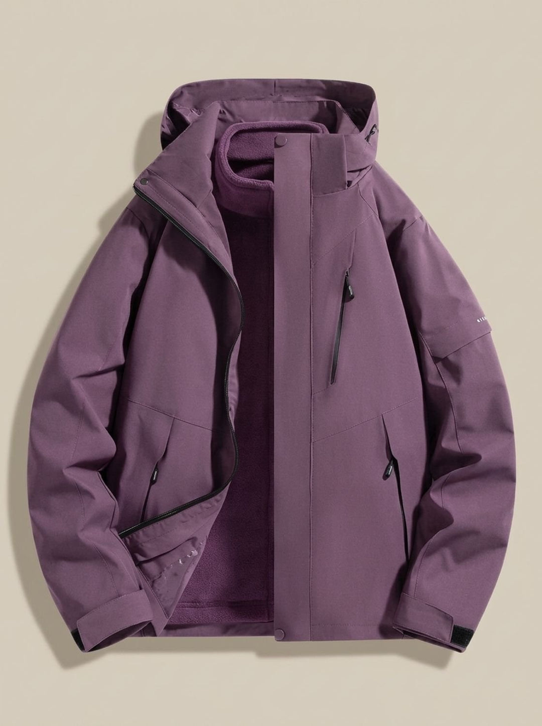 Women's Waterproof Hooded 3-in-1 Winter Jacket Fleece-Lined - Purple