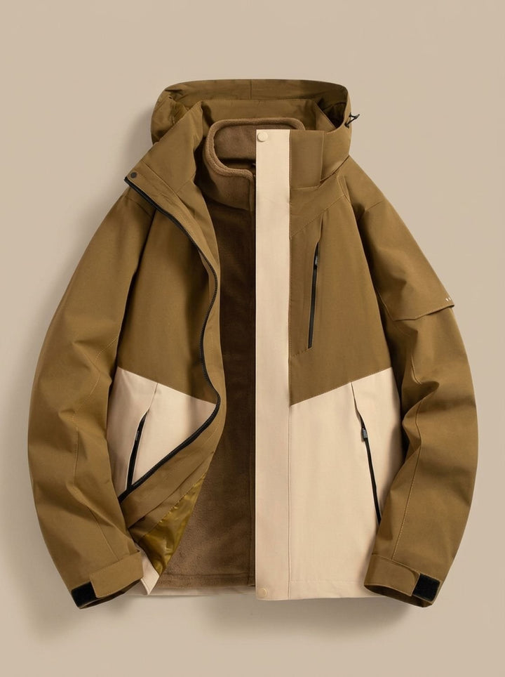 Women's Waterproof Hooded 3-in-1 Winter Jacket Fleece-Lined - Brown
