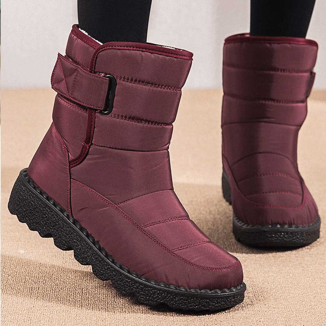 Women's Waterproof Insulated Ankle Snow Boots Knee High Boots - Red