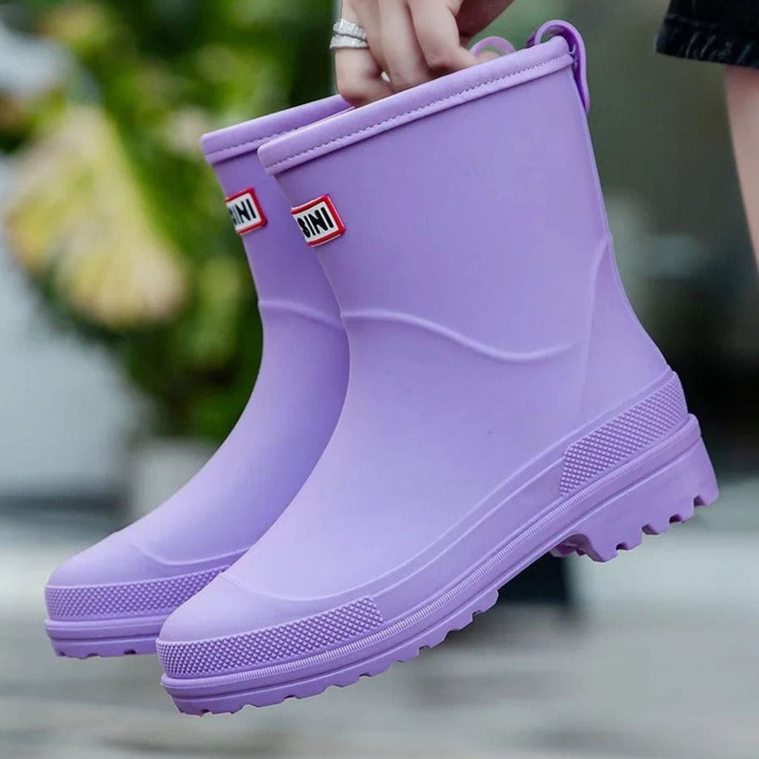 Women's Waterproof Mid-Calf Slip-On Rain Boots - Purple