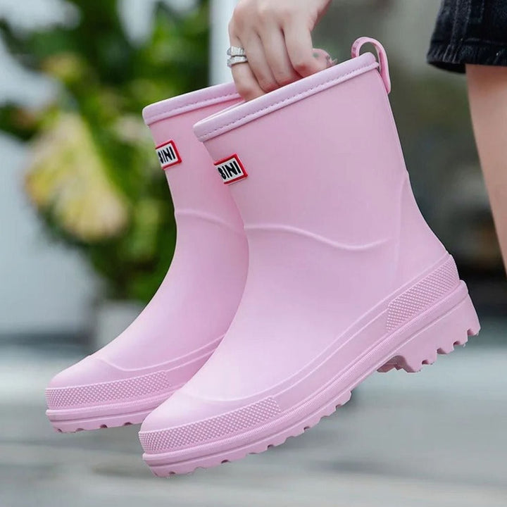 Women's Waterproof Mid-Calf Slip-On Rain Boots - Pink