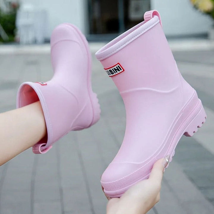 Women's Waterproof Mid-Calf Slip-On Rain Boots