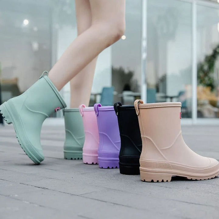 Women's Waterproof Mid-Calf Slip-On Rain Boots