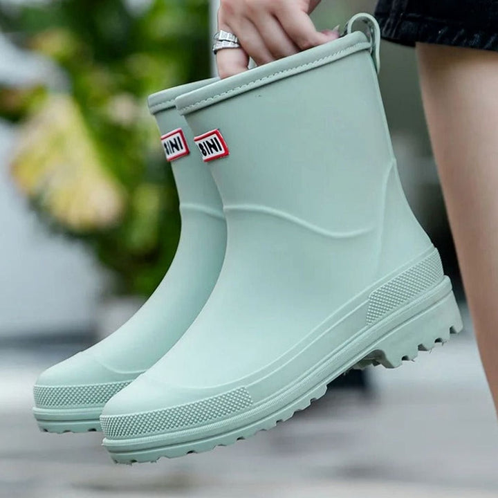 Women's Waterproof Mid-Calf Slip-On Rain Boots - Green