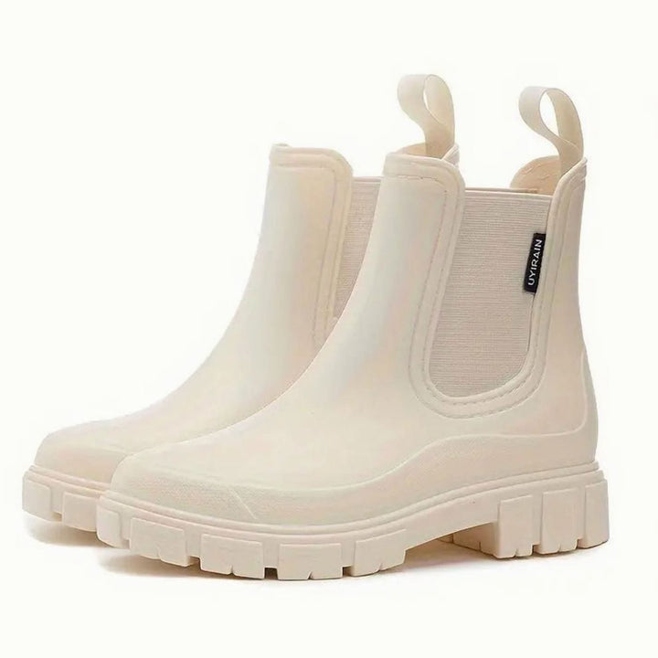Women's Waterproof Slip-On Lug-Sole Chelsea Boots - Beige