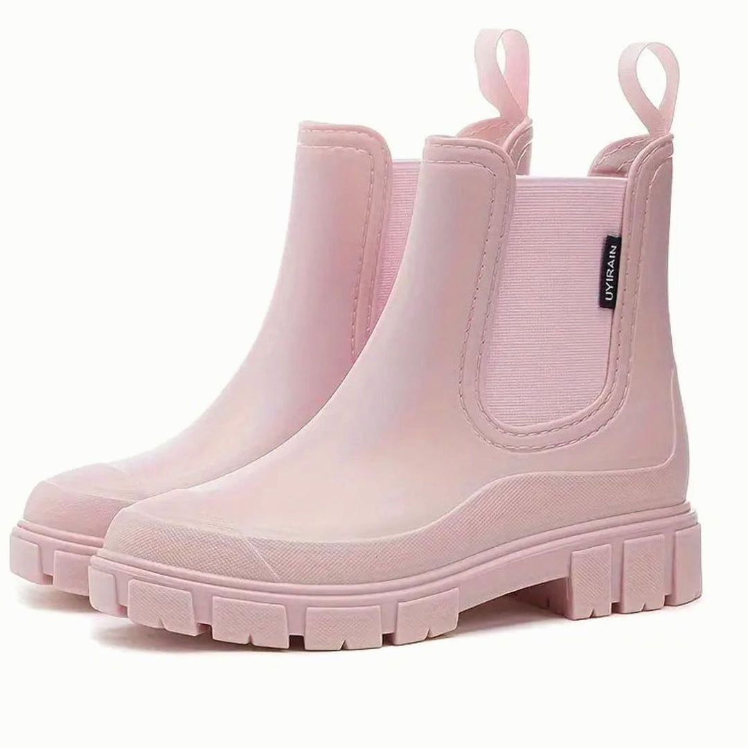 Women's Waterproof Slip-On Lug-Sole Chelsea Boots - Pink