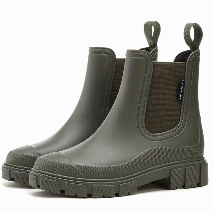 Women's Waterproof Slip-On Lug-Sole Chelsea Boots - Green