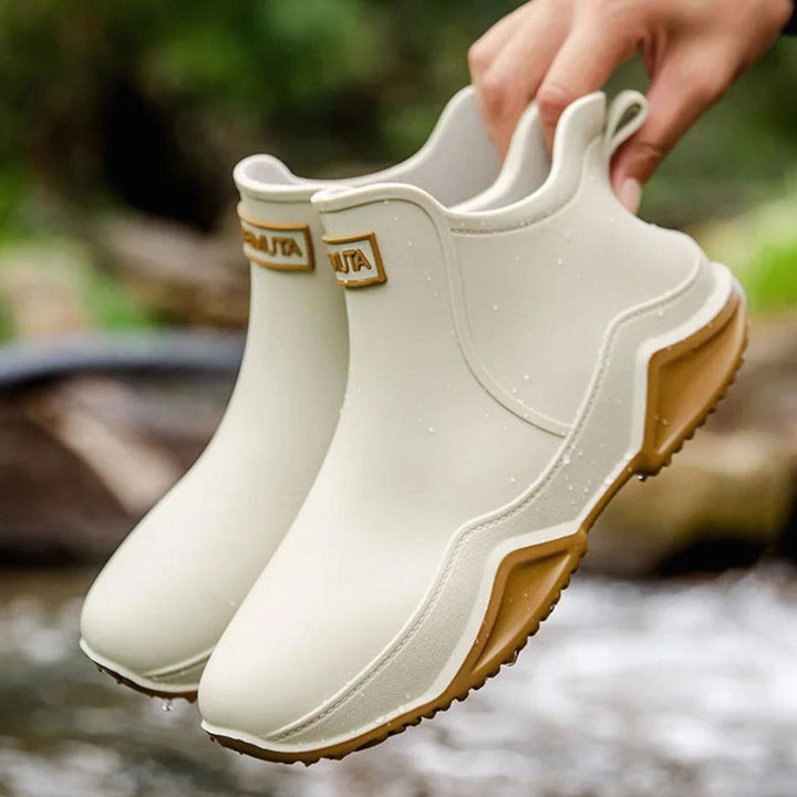 Women's Waterproof Slip-On Rain Boots Rubber Ankle Chelsea
