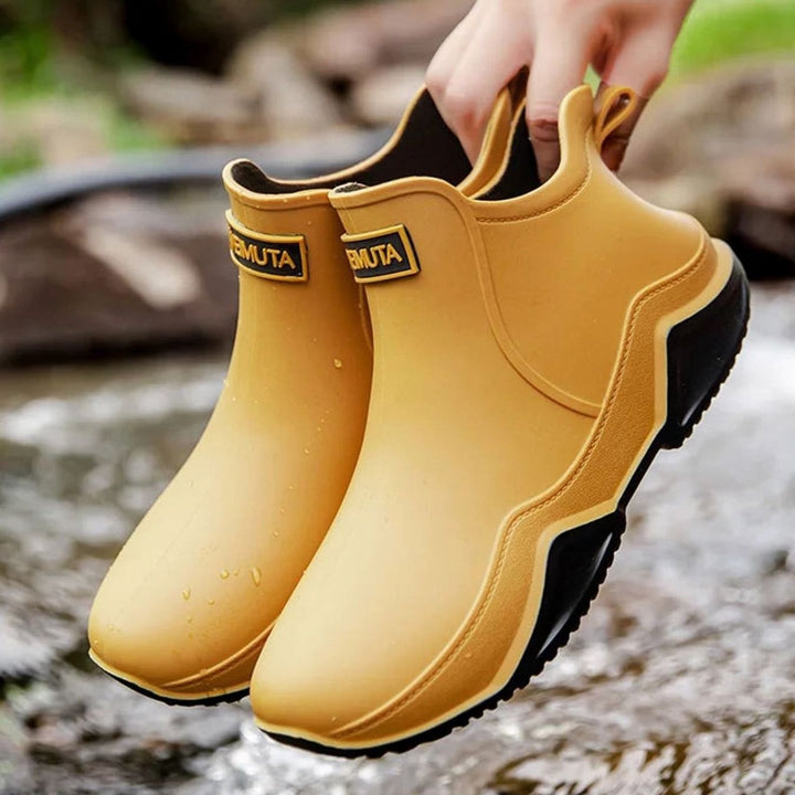 Women's Waterproof Slip-On Rain Boots Rubber Ankle Chelsea - Khaki
