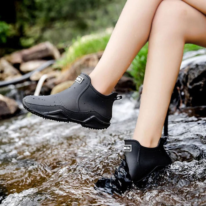 Women's Waterproof Slip-On Rain Boots Rubber Ankle Chelsea