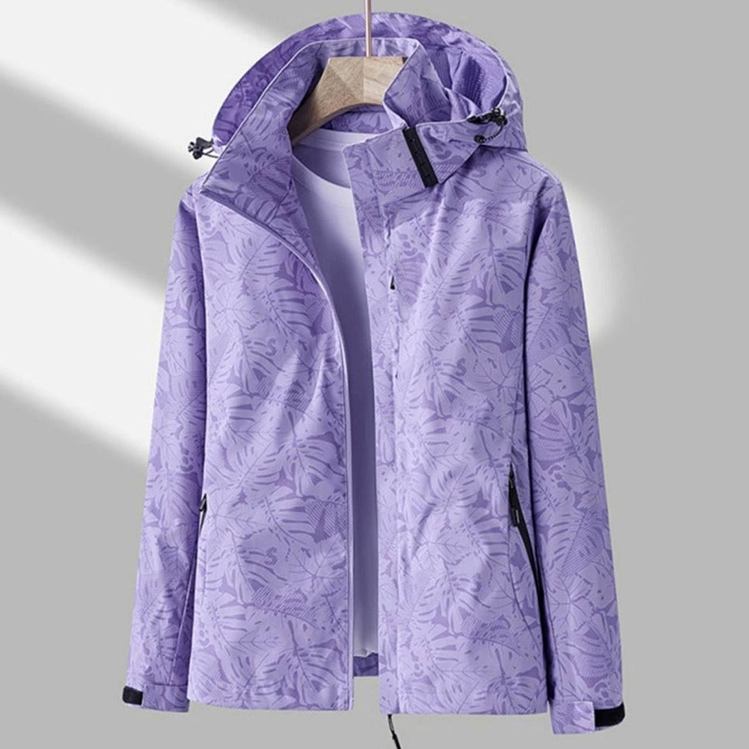 Women's Waterproof Windproof Lightweight Hooded Jacket - Purple