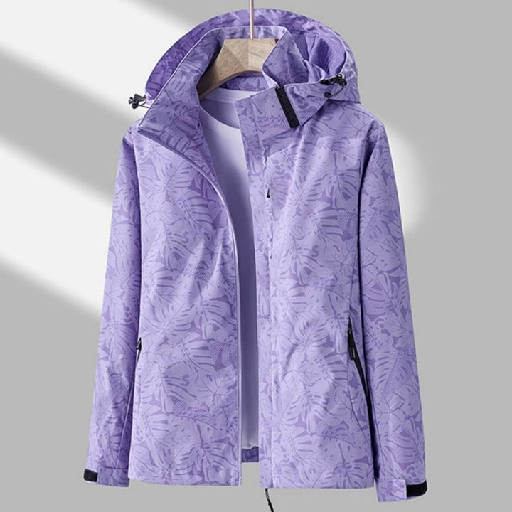 Women's Waterproof Windproof Lightweight Hooded Jacket - Purple