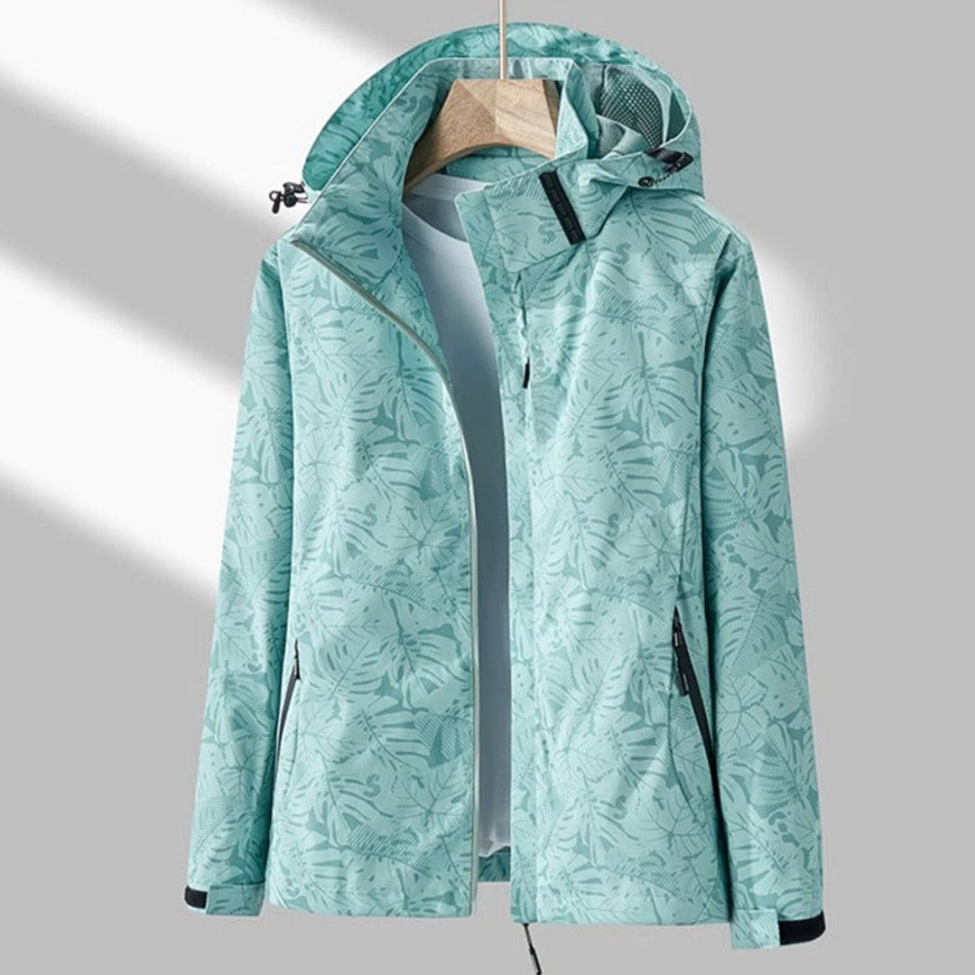 Women's Waterproof Windproof Lightweight Hooded Jacket - Turquoise