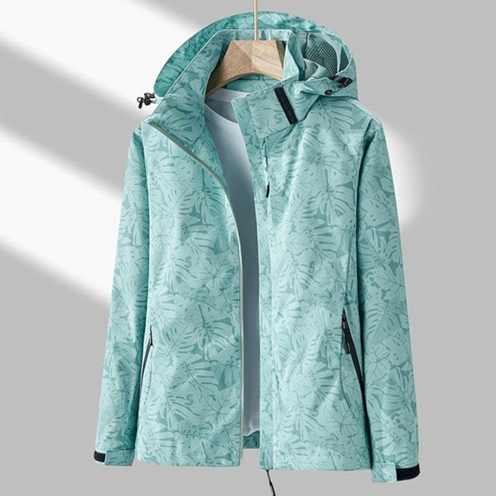 Women's Waterproof Windproof Lightweight Hooded Jacket - Turquoise