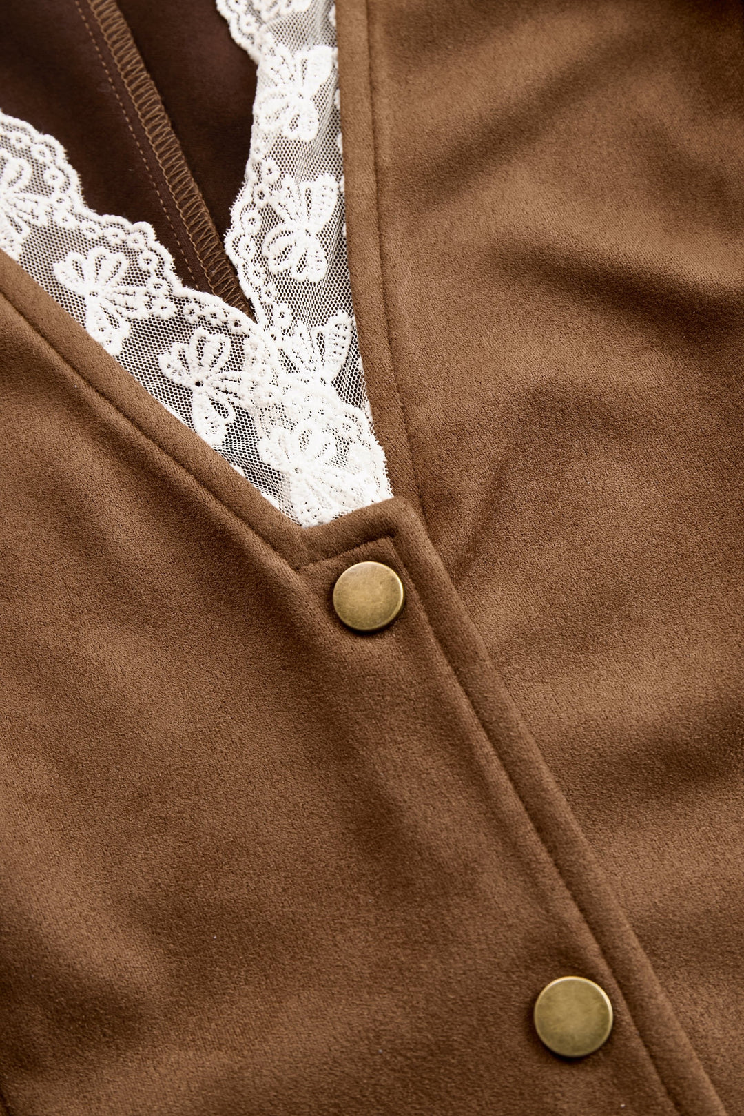 Women's Western Lace Long Sleeve Snap-Button V-Neck Fitted Blouse