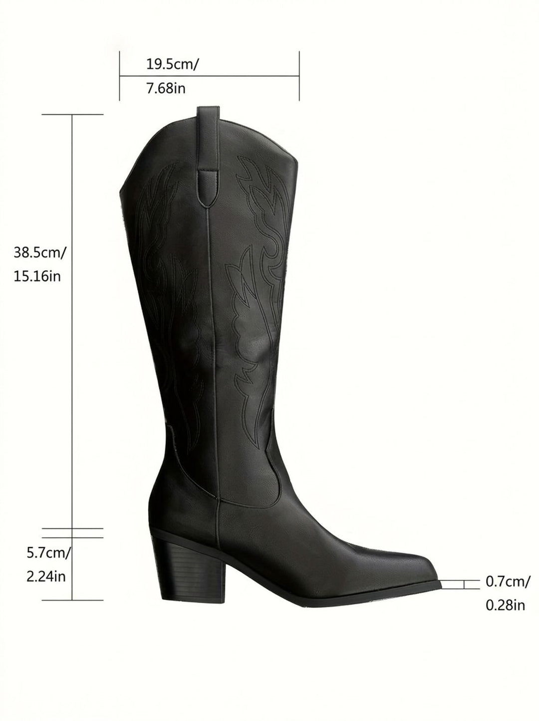 Women's Wide-Calf Knee-High Embroidered Western Cowboy Boots
