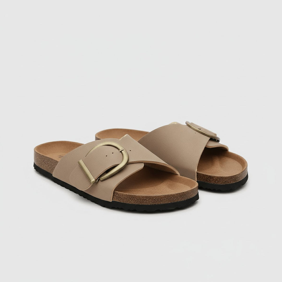 Women's Wide Strap Buckle Slip-On Comfortable Sandals