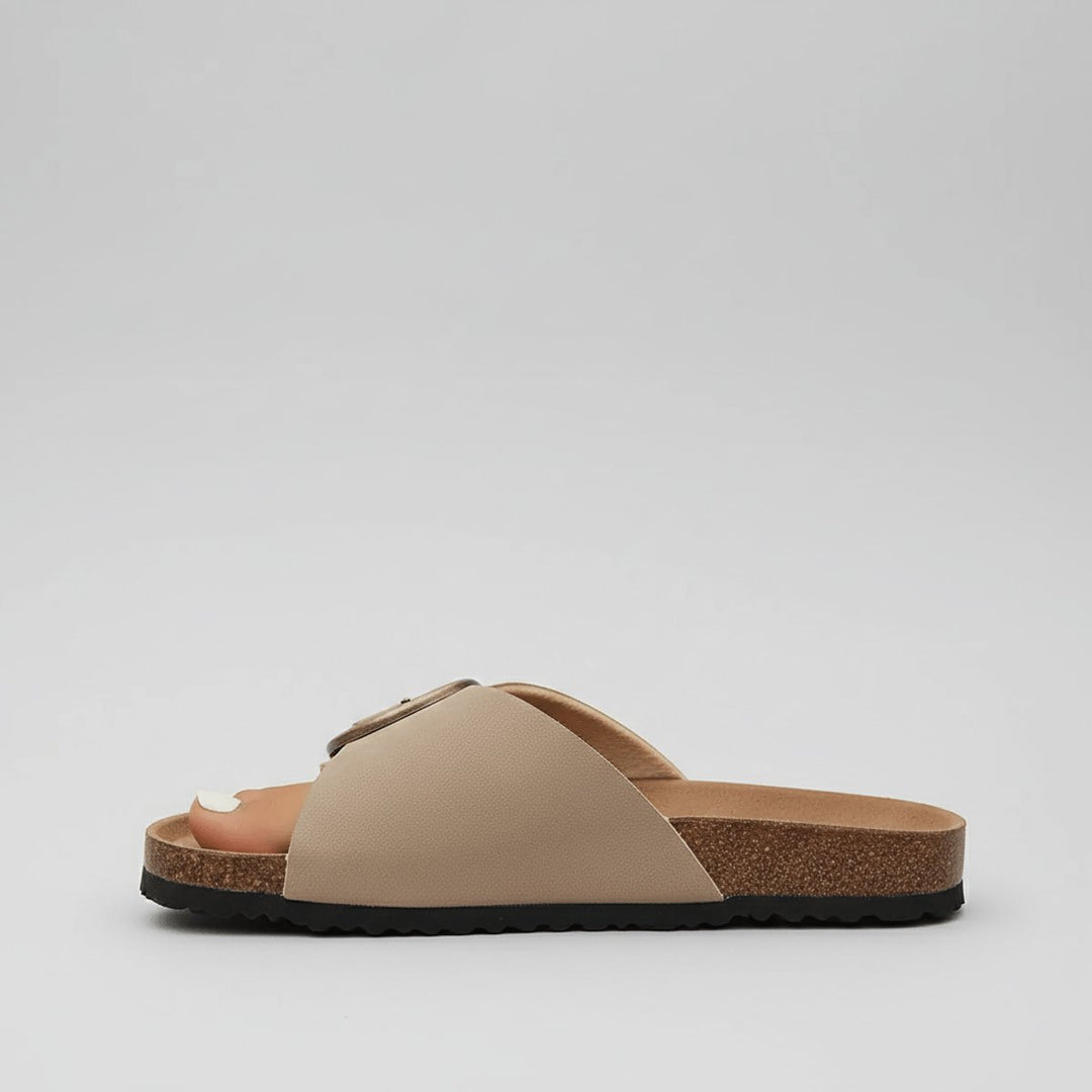 Women's Wide Strap Buckle Slip-On Comfortable Sandals