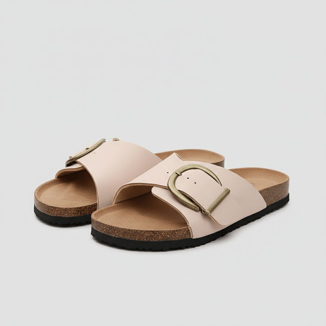 Women's Wide Strap Buckle Slip-On Comfortable Sandals