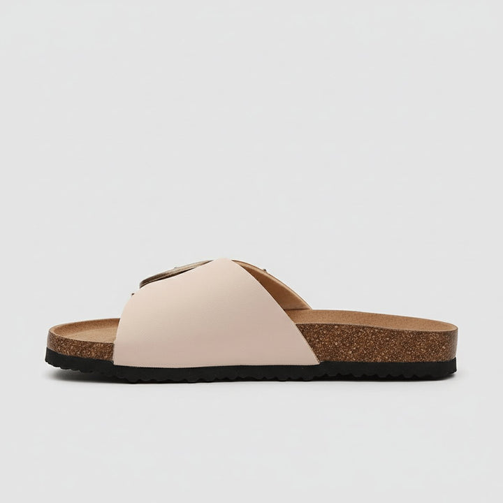 Women's Wide Strap Buckle Slip-On Comfortable Sandals
