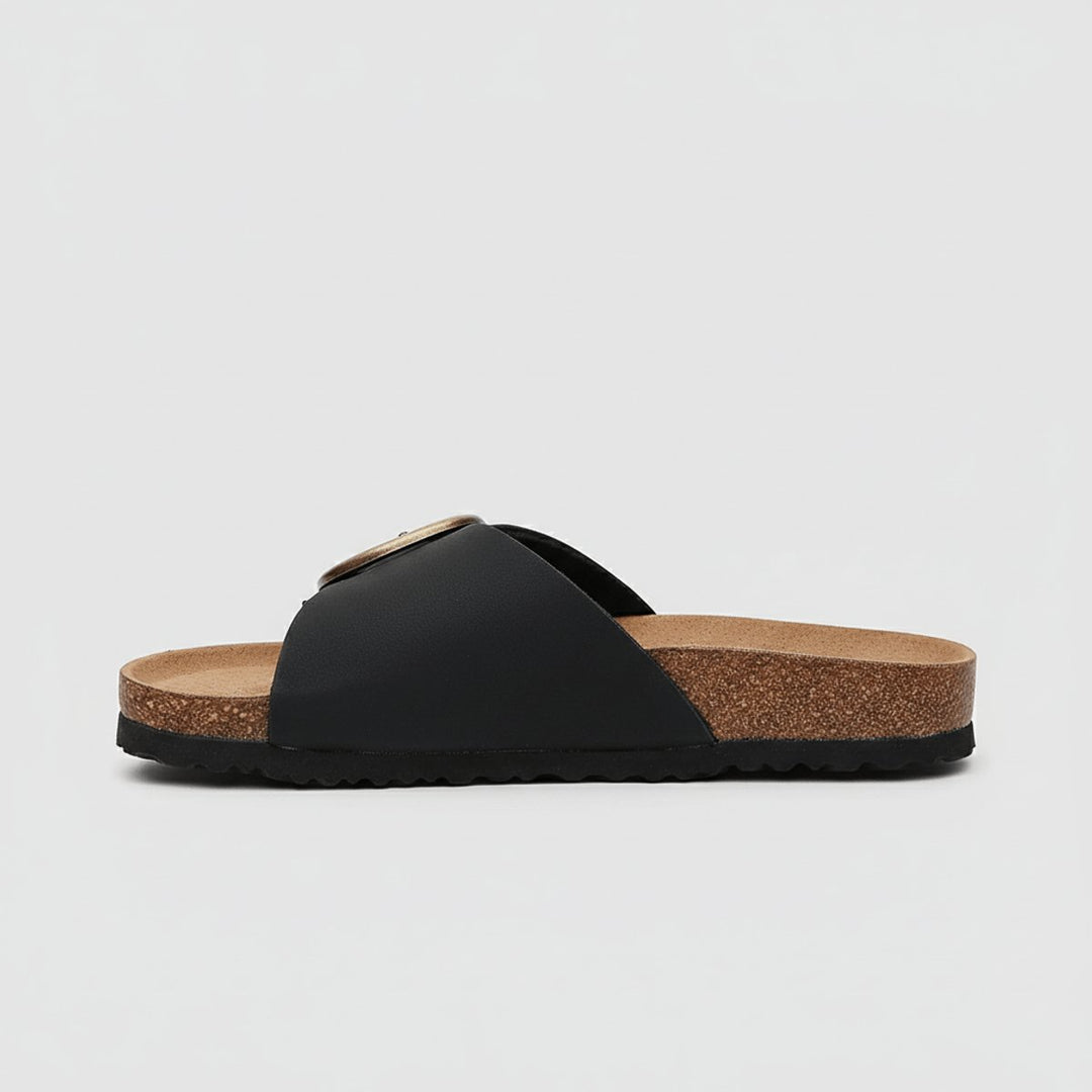 Women's Wide Strap Buckle Slip-On Comfortable Sandals