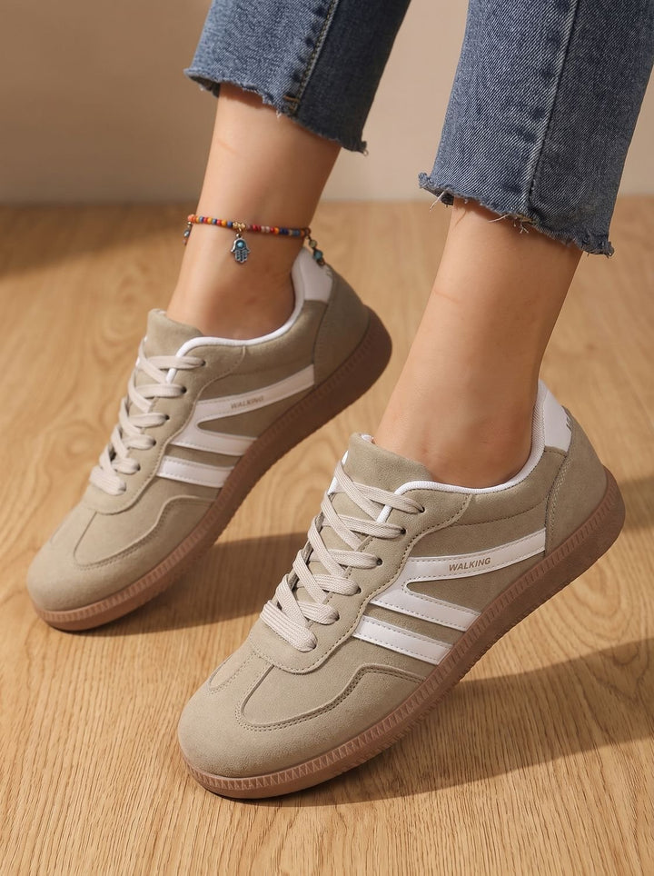 Women's Wide Toe Box Orthopedic Lace-Up Sneakers - Khaki