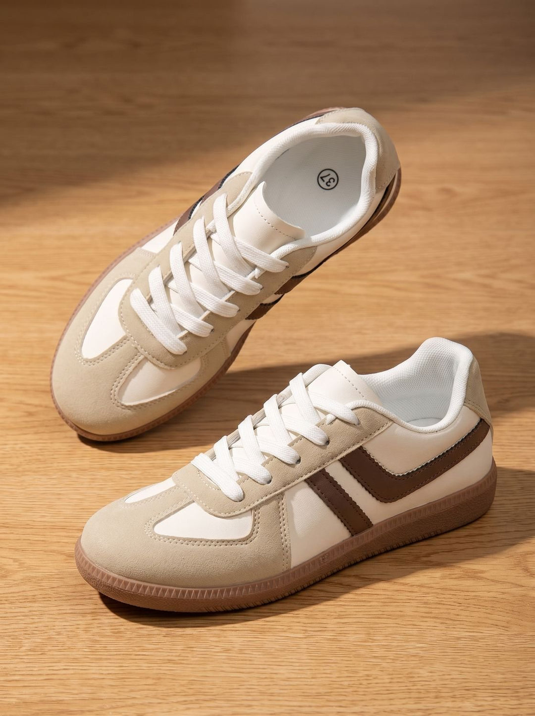 Women's Wide Toe Box Orthopedic Lace-Up Sneakers - Khaki Tan
