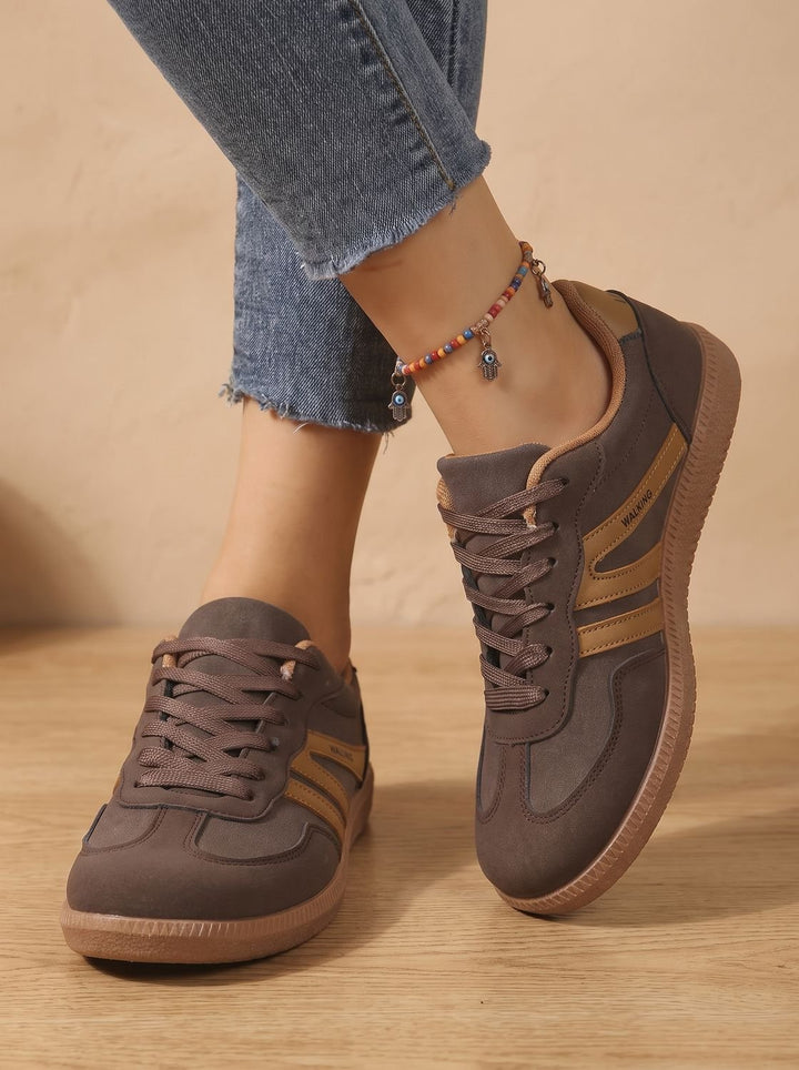 Women's Wide Toe Box Orthopedic Lace-Up Sneakers - Brown
