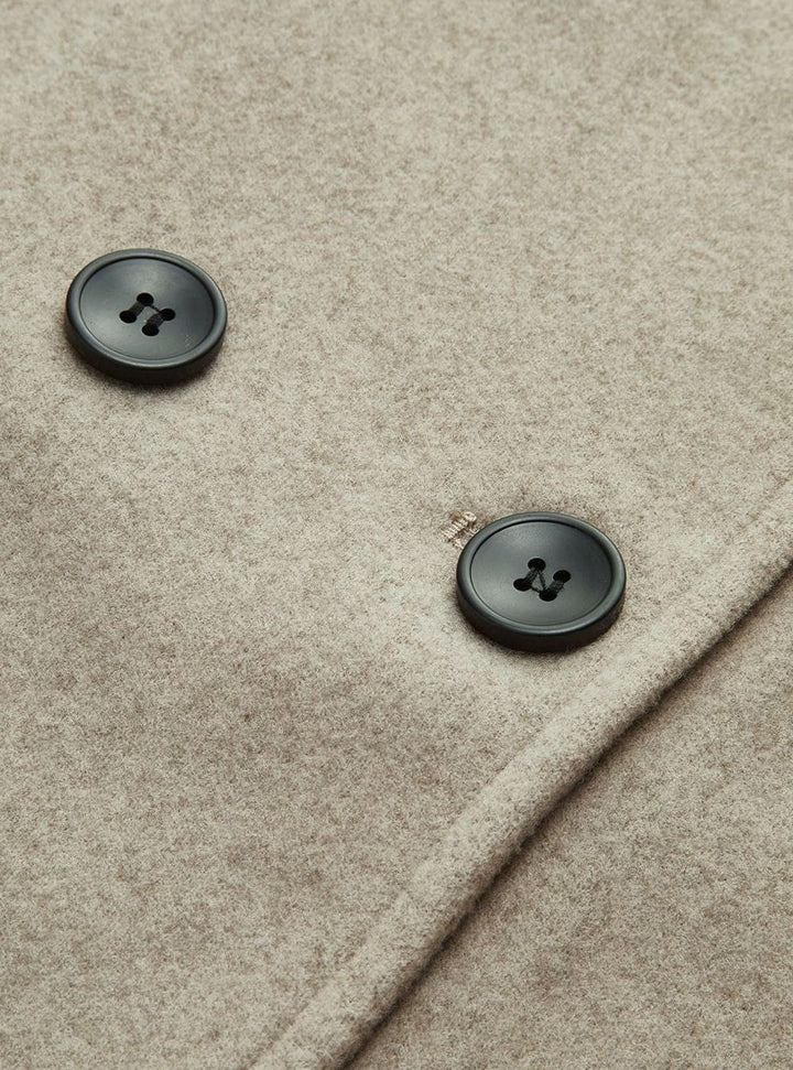 Women's Winter Coat Double-Breasted Stand-Collar Relaxed Pea Coat