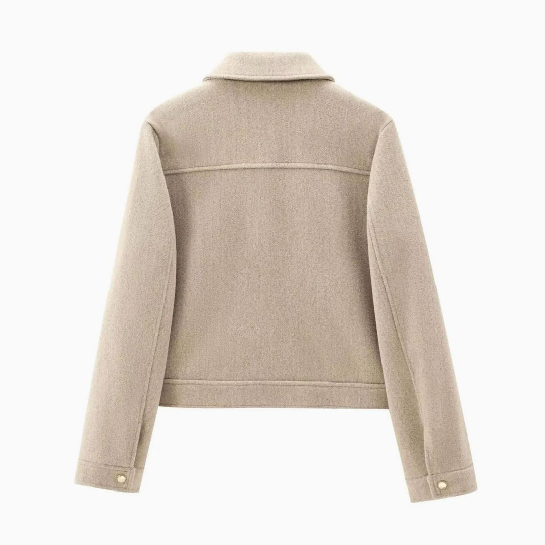 Women's Wool Zippered Cropped Bomber Jacket