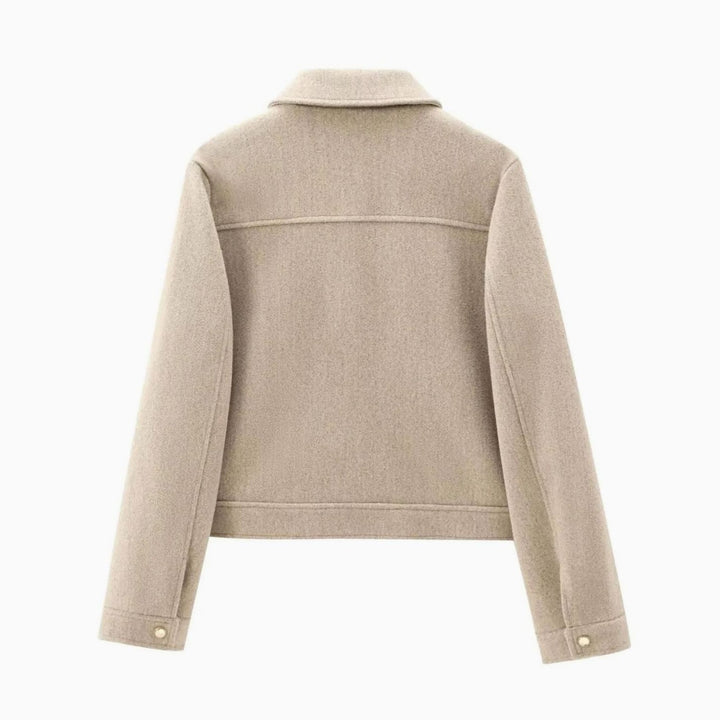 Women's Wool Zippered Cropped Bomber Jacket